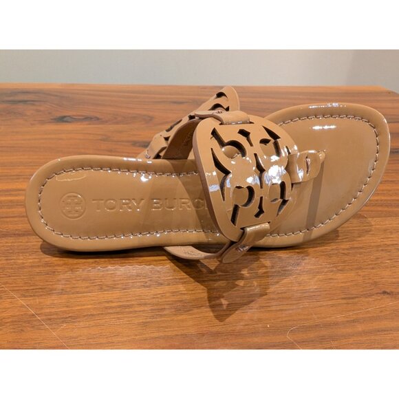 Tory Burch Miller Patent Leather Sandals Women's 10.5 NWT Tan - Picture 6 of 9